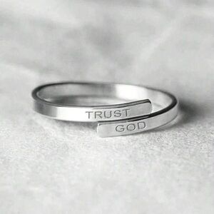 Trust God Silver Color Adjustable Ring